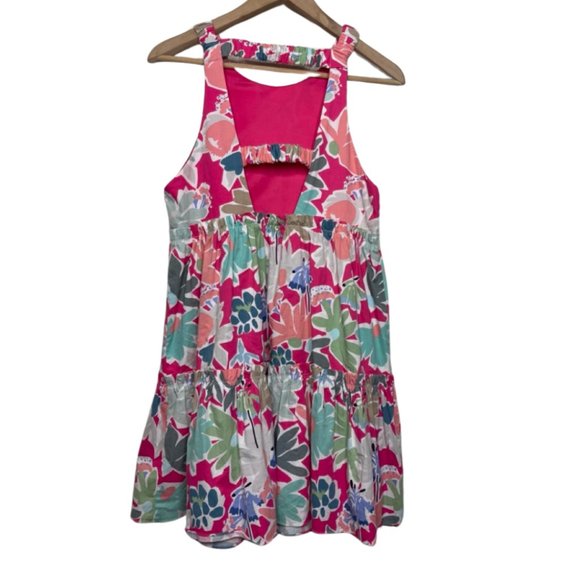 ZARA | Pink Open Back Floral Tiered Summer Dress | Size M - Picture 5 of 11